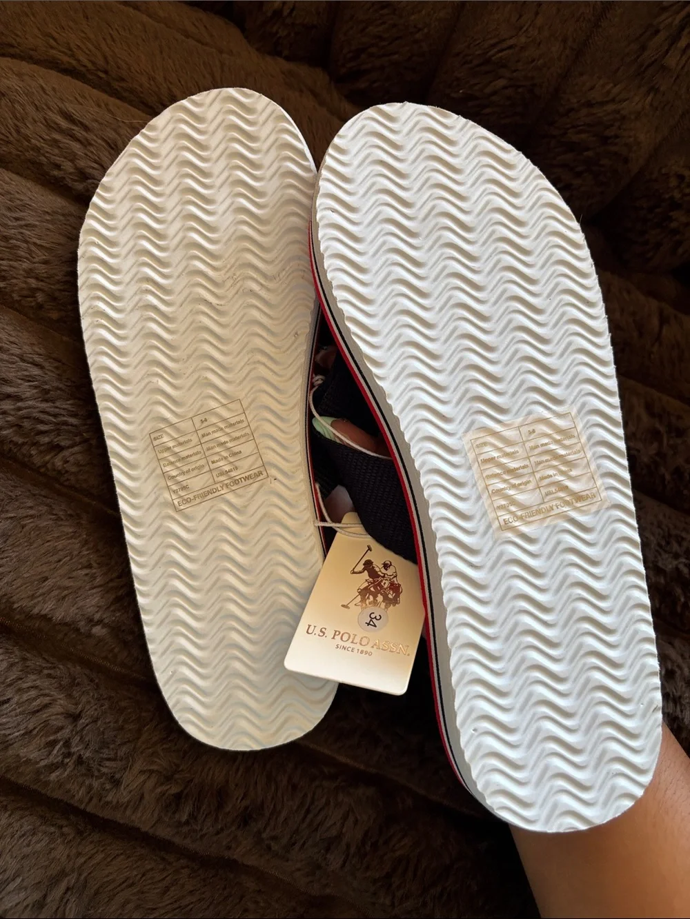 U.S. Polo Assn. Red, White & Navy Striped Flip Flops